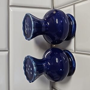 Salt and Pepper Shakers Cobalt Blue Ceramic